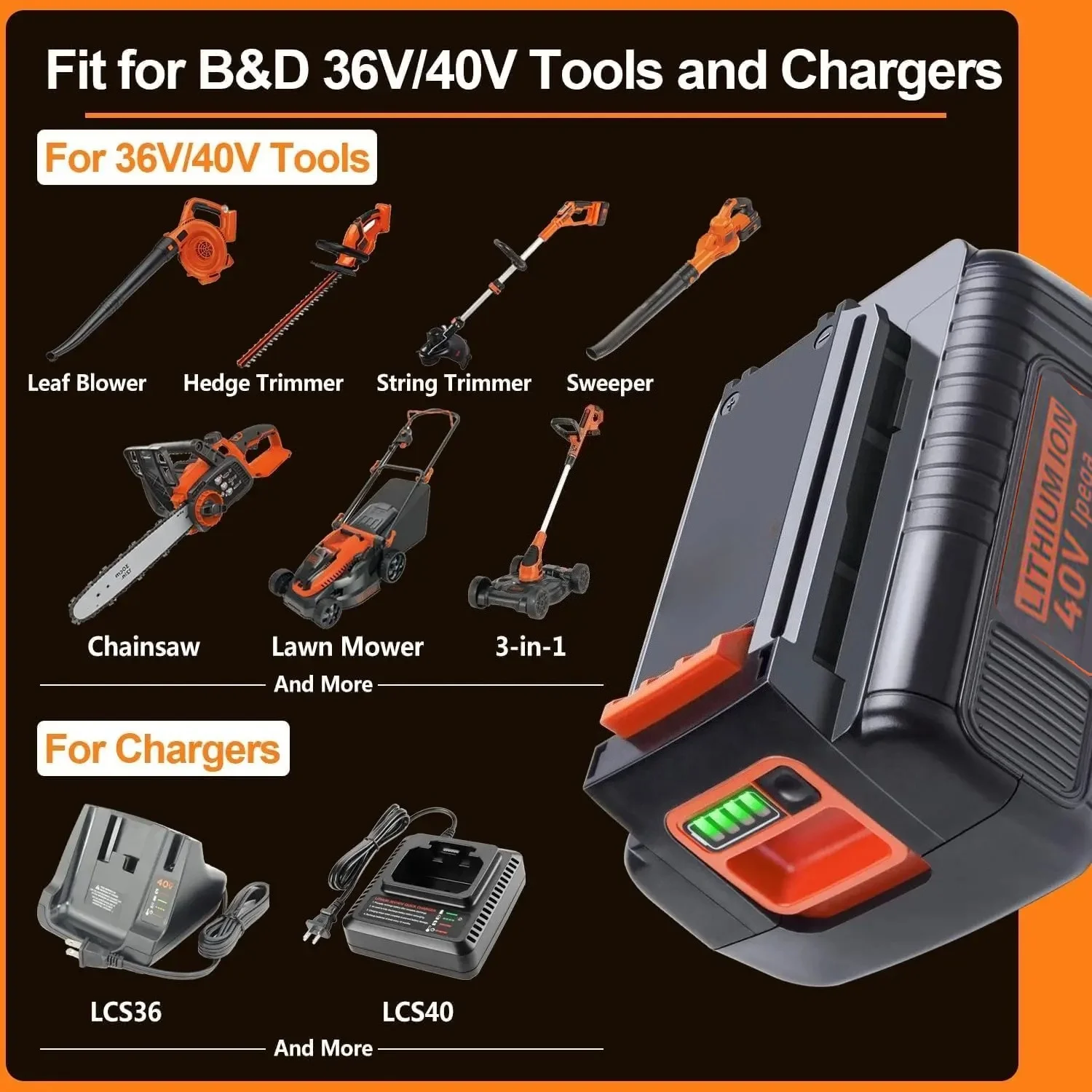 40V 4000mAh Lithium-Ion Batter - Black+Decker Tool Cordless review and price